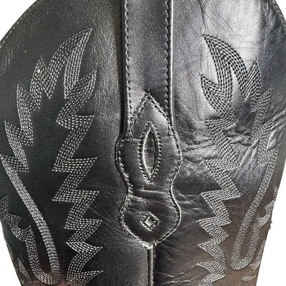 Old West Black Leather Western Cowboy Boots LF1510 Women's Size 7.5 Classic - Picture 9 of 12